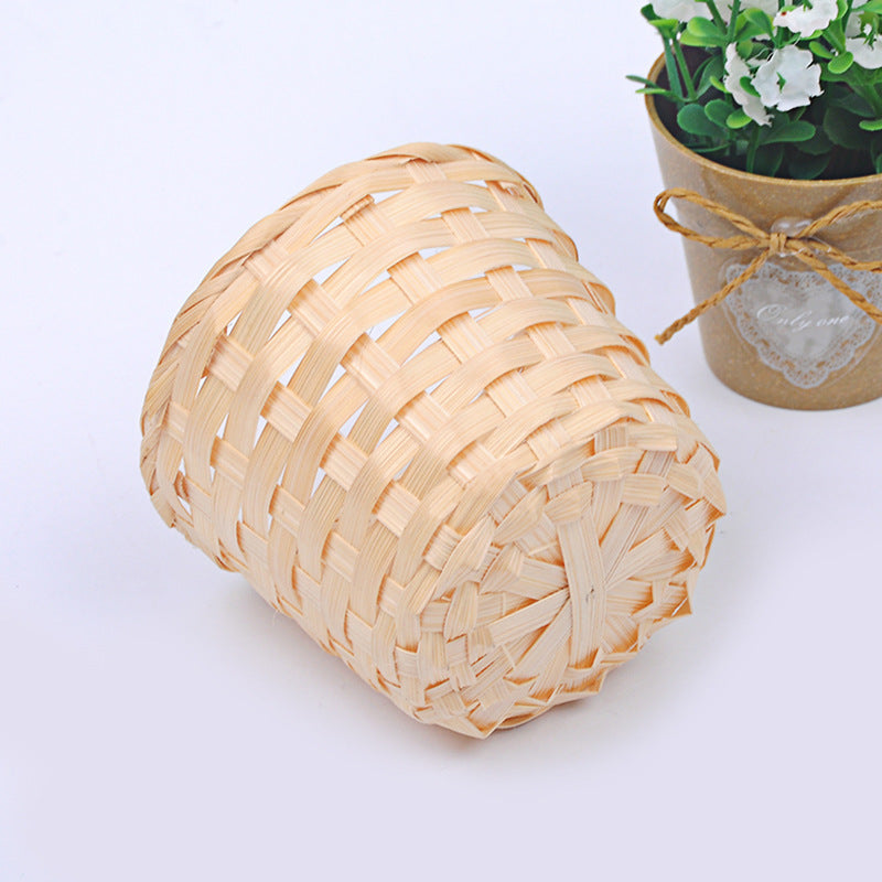Small Bamboo Storage Basket for Household Interior Organization