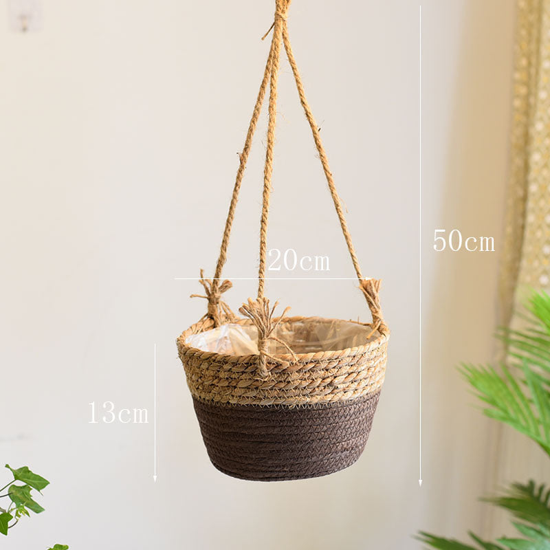 Straw Hanging Baskets for Indoor Flower or Plant Decoration