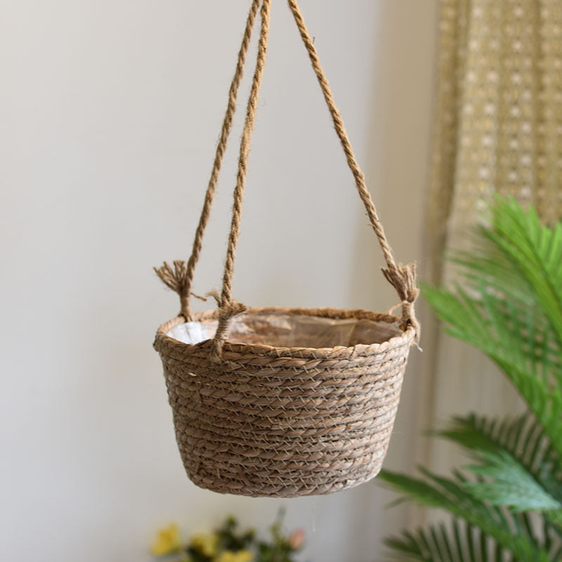 Straw Hanging Baskets for Indoor Flower or Plant Decoration