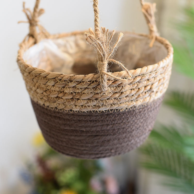 Straw Hanging Baskets for Indoor Flower or Plant Decoration
