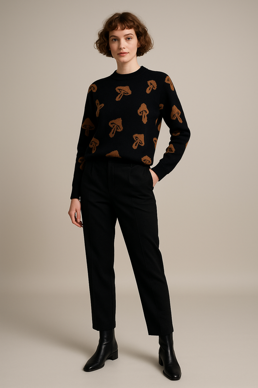Jacquard Round Neck Sweater