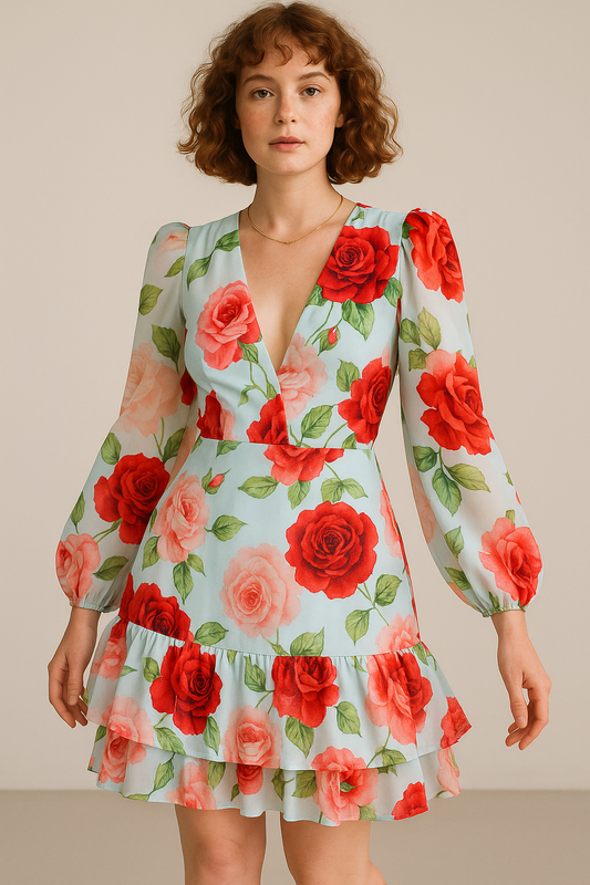Hollow Out Printed Dress