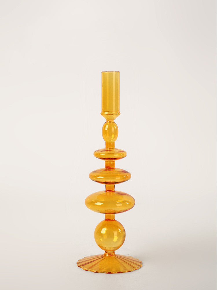 Coloured Glass Candle Holder for Home Interior Decoration