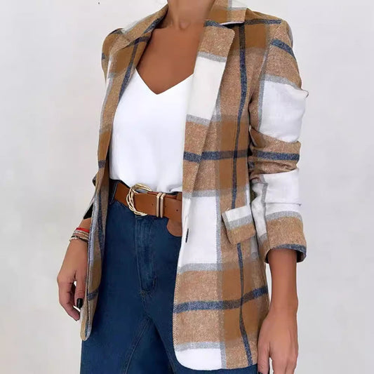 Single Breasted Plaid Women's Coat