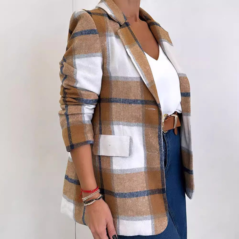 Single Breasted Plaid Women's Coat