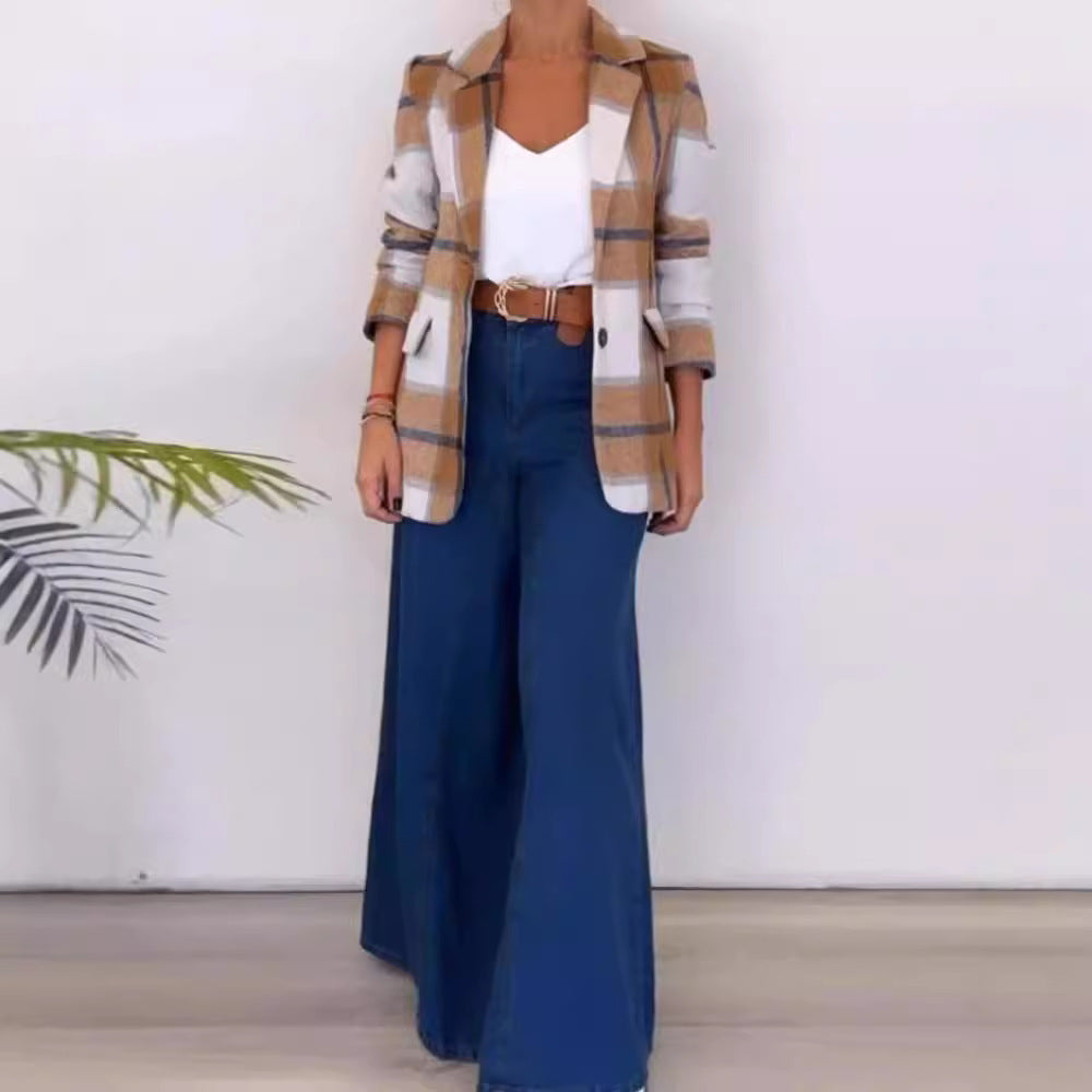 Single Breasted Plaid Women's Coat