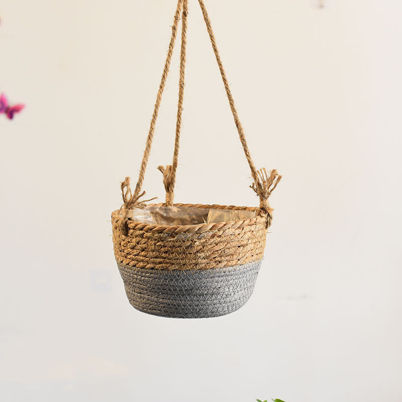 Straw Hanging Baskets for Indoor Flower or Plant Decoration