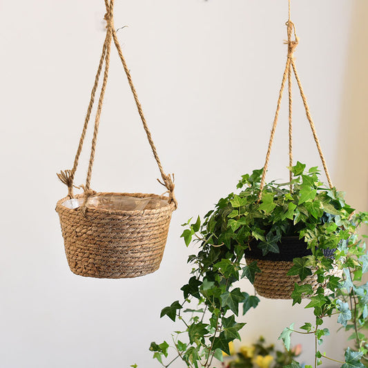 Straw Hanging Baskets for Indoor Flower or Plant Decoration