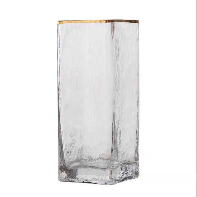 Transparent Glass Vase with Gold Decoration for Interiors